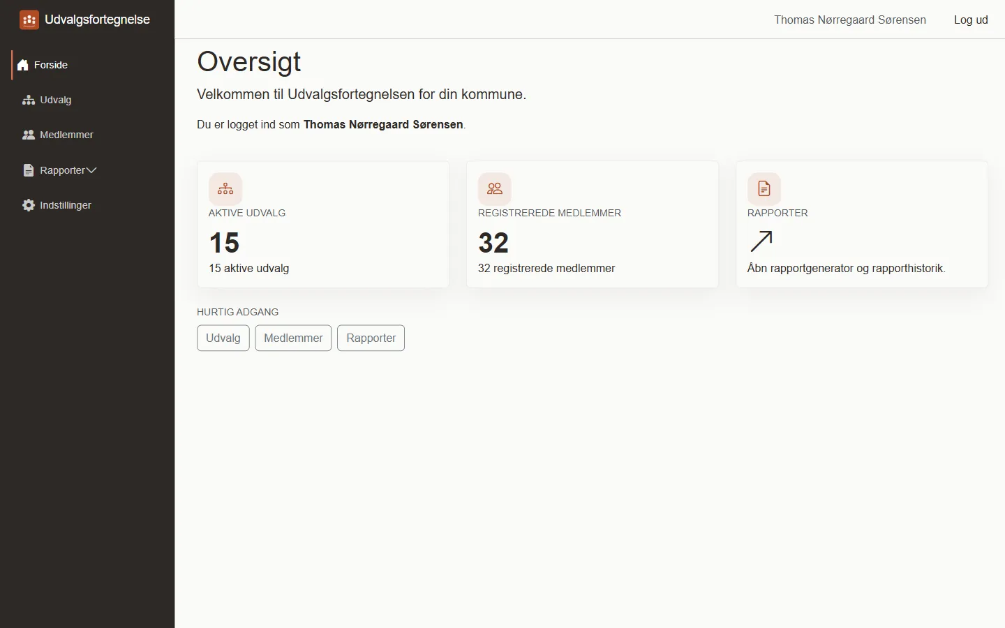 Dashboard-oversigt med kommunens data