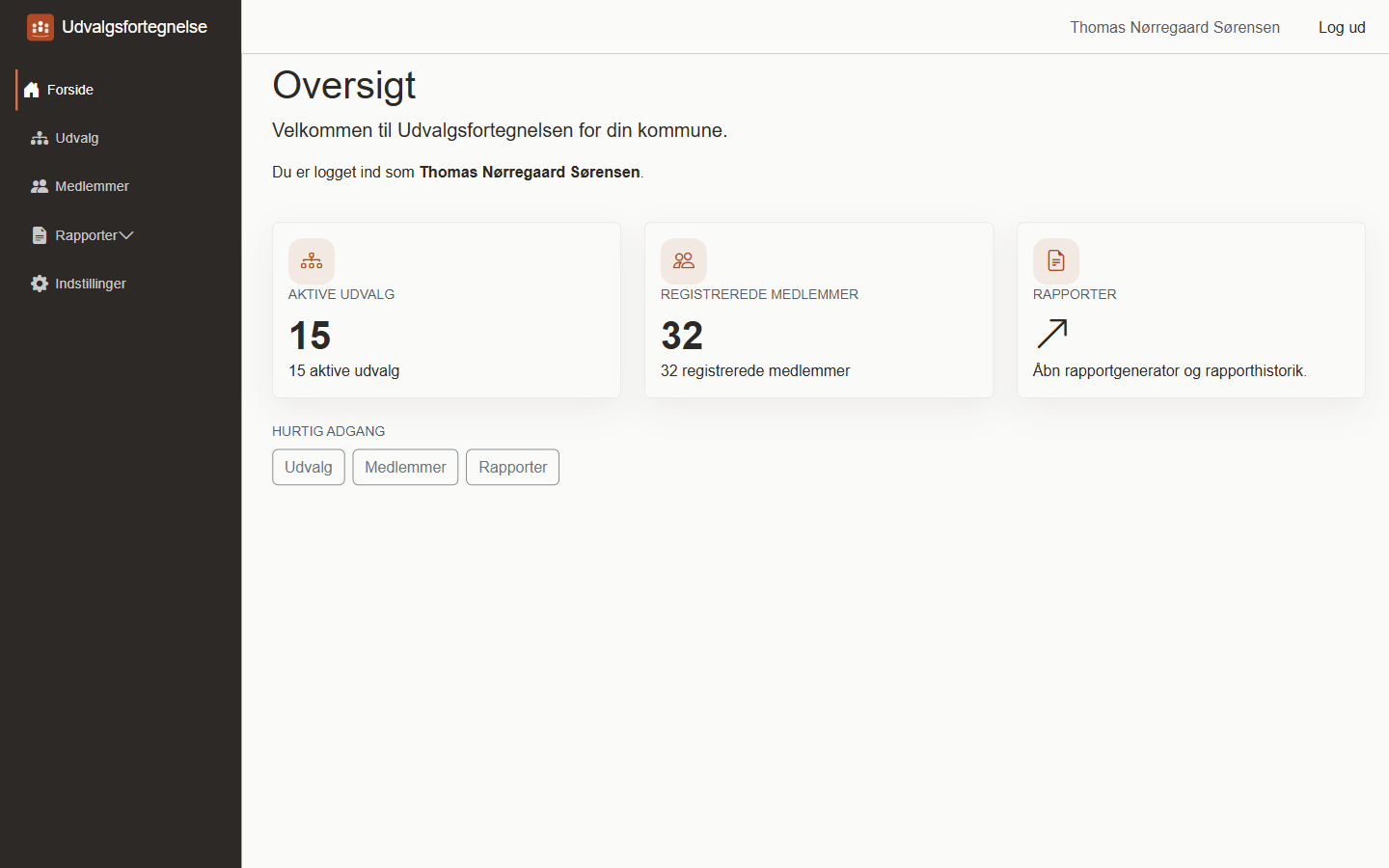 Dashboard-oversigt med kommunens data